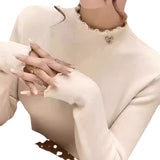 Half-High Water Velvet And Velvet Sweater Women's Autumn And Winter Thick 2025 New Ocean Gas Velvet Top Bottom Shirt HZ0108