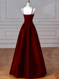 Sexy Simple A-Line Dark Blue Satin Long Prom Dress, Dark Blue Long Formal Dress HZ1214