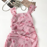 Sexy Sheath Straps Floral Pink Summer Dress Holiday Party Outfits For Women HZ1214