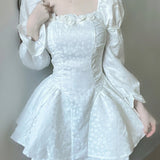 Niulatu Gown Square Neckline White Lace Holiday Dress Birthday Dresses Birthday Outfits SD1241