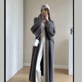 2025 Autumn Women's Loose Long Sweater Knitted Shirt Coat Lazy Wind Imitation Water Velvet Knitted Shirt Woman HZ0108
