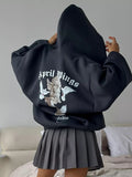 2025 Early Spring New Angel Printing Women's Spring And Autumn Hooded Loose Hundred Coat Women's Short Loose HZ0108