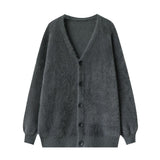 Imitating Sleeve Open Shirt Women Loose Korean Version Of 2025 Autumn And Winter Women's Clothing Lazy Wind Outside The Thin V-Neck Knitwear HZ0108