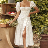 2025 Summer New Women's Collar Bubble Sleeve With Commute Sexy Floral Dress HZ0108