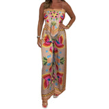 Spring 2025 New Sexy Fashion Print Sling Temperament With Loose Lady Trousers Set HZ0108