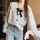 Korean Ocean Gas Age-Reasing Loose Knitted Women's Jacket 2025 Autumn And Winter Sweater Languid Soft Glutinous Doll Collar Top HZ0108