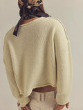 Autumn Explosion Of Women's Long-Sleeved Knit Round Collar Collar Cover Solid Color Top Sweater HZ0108