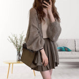 2025 Korean Version Of Large-Size Soft-Creinible Black Sweater Knitted Loose Cardigan Women's Spring And Autumn Solid Color Long-Sleeved Coat HZ0108
