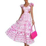 2026 Spring New Women's Fashion Temperament Collar High-Waisted Bohemian Dress Women HZ0108
