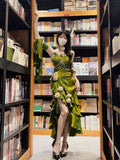 Vintage High Low Spaghetti Straps Green 16th Birthday Dress Lolita Dress Birthday Outfits HZ1214