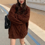 Vintage Mahjong Sweater Women's Autumn And Winter 2025 Women's Loose Lazy Style Long Soft Knitted Shirt HZ0108
