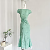 Tea Break French Puff Sleeve Hollow First Love Fishtail Dress 3-Piece Set HZ1214