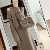 Knitted Sleeveless Dress Set Women's Autumn And Winter 2025 New Loose V-Neck Sweater Knitted Two Sets HZ0108