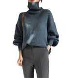 Lazy Wind Turtleneck Sweater Women's Autumn And Winter New Korean Version Of The Retro Loose-Set Long-Sleeved Knitted Shirt Top HZ0108