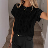 2026 Tiktok Summer New Lady Casual Round Neck Wtf Blouse T-Shirt HZ0108