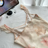 Simple Sheath V Neckline Pink Floral Chiffon Summer Dress Holiday Party Dress Birthday Outfits For Teens HZ1214