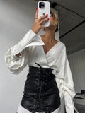 Tie Leather High-Rise Half-Dress Girl Pu Leather Retro Personality Tying Tice Bag Hip Skirt HZ0108