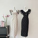 Cute A Line V Neckline Polka Dots Summer Dress Holiday Party Outfits For Women HZ1214