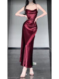Niulatu Sheath Spaghetti Straps Christmas Dress Burgundy Prom Dresses Birthday Outfits SD1167