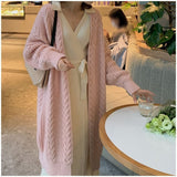 Autumn 2025 Women's New Long Knitted Cardigan Long Sleeve Lazi Sweater Coat Outside The Wind HZ0108