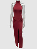 Women's 2025 Summer New Fashion Temperament Back Zipper Wrinkle Sleeveless Dress HZ0108