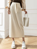 Pit Design Knitted Skirt Autumn Winter New High-Waisted Swaist Bag Hip Skirt Thin Casual Straight Skirt HZ0108