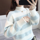 Autumn And Winter Snow Linoleum New Women's Thicken Student Sweater Women Loose Wearing Imitation Water Velvet Knitted Bottom Shirt HZ0108