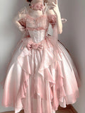 Sexy Ball Gown Off The Shoulder Short Sleeves 16th Pink Birthday Dress Lolita Dress Birthday Outfits HZ1214