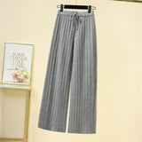 Relaxing High-Waisted Solid-Colored Knitted Broad-Legged Trousers Women's New Korean Version Of The Relaxed Straight Trousers In The Autumn And Winter Of 2025 HZ0108