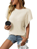 2025 Summer New Lady Collar Double Lotus Leaf Side Short-Sleeved T-Shirt HZ0108