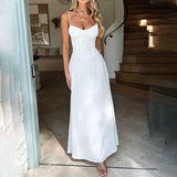 Spring 2025 New Women's Temperament Elegant Solid Color Sling A Dress Dress Dress HZ0108