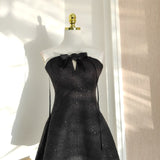 Niulatu A line Halter Black Holiday Dress Travel Vacation Dresses Short Birthday Dress SD1258