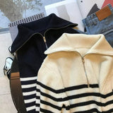 Clip Half-Open Zipper Bumpy Striped Sweater Women Winter New Lazy Wind In The Knitted Ocean Gas Bottom Shirt HZ0108
