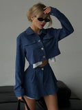 Workwear Style Sexy Sweet Spicy Short Top Girl Babes Dress Women's Two Sets Of High-End High-Waist Short Skirt HZ0108
