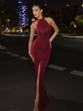 Women's 2025 Summer New Fashion Temperament Back Zipper Wrinkle Sleeveless Dress HZ0108