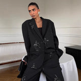 Vintage Semi-Zip Collared Jacket Trendy Street Pop Letter Print Bumping Sports Sweater Women Autumn HZ0108