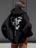 2025 Early Spring New Angel Printing Women's Spring And Autumn Hooded Loose Hundred Coat Women's Short Loose HZ0108