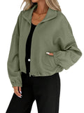Autumn/Winter 2025 High-Collar Zipper Under The Swing Rope Pocket Lady Loose Baseball Jacket HZ0108