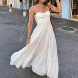 2025 Autumn Dress New Women's Temperament Elegant Fashion Pure Color High-Rise Sling Dress HZ0108