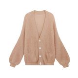 2025 Gentle Wind Soft Knitted Cardigan Women Loose Lazy Shoulder Sweater Coat V Collar Shawl Side Of The Women's Dress HZ0108