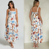 Niulatu 2025 New Printed Suspension Sling Dress INS Casual Loose Vacation Dress SPCP