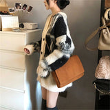 2025 Women's Languid Style Design Relaxed V-Neck Bump Color Long Single Buckle Knit Sweater Open Shirt Jacket HZ0108