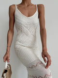French Temperament Gentle Sexy Silk Dress With Sling Dress Women's Spring And Summer High-End Feel-Up-Pair Knitted Dress HZ0108
