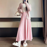 Hundred Folded Knitted Half-Dress Women's Autumn And Winter 2025 New Slim Waist Loose Mid-Long Umbrella Skirt A-Character Skirt HZ0108