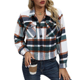 2025 Autumn And Winter New Fashion Casual Pocket Lattice Lady Hairy Short Coat HZ0108
