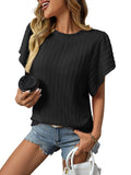 2025 Summer New Lady Collar Double Lotus Leaf Side Short-Sleeved T-Shirt HZ0108