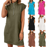 New Collar Zipper Pocket Loose Straight Dress In Summer 2025 HZ0108