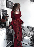 Niulatu Mermaid Sweetheart Lolita Dress Christmas Dress Burgundy Birthday Dresses SD1131