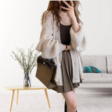 2025 Korean Version Of Large-Size Soft-Creinible Black Sweater Knitted Loose Cardigan Women's Spring And Autumn Solid Color Long-Sleeved Coat HZ0108
