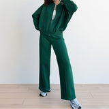 Women's 2025 Spring Sets Casual Pure Color Loose Temperament With Temperamental Solid Color With T-Swear Sports Set HZ0108